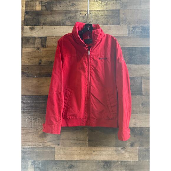 Tommy Hilfiger Men’s Red Jacket with Collapsible Hood – Size Medium - Picture 2 of 10